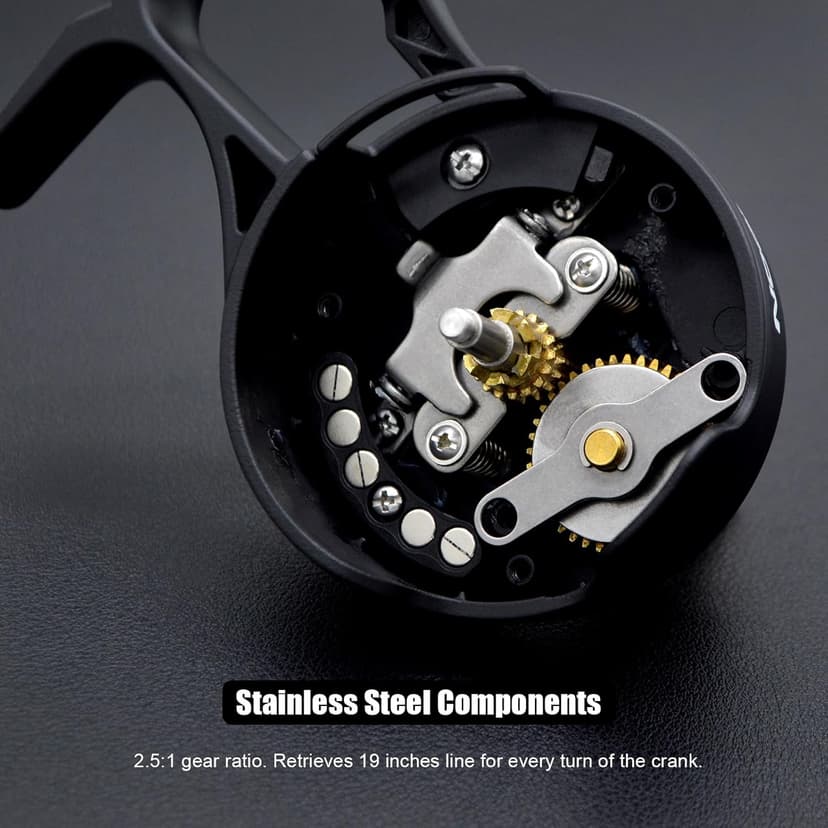 CAMEKOON Snow Fall 500 Inline Ice Fishing Reel, 3+1 Ball Bearings and 2.5:1 Gear Ratio, Magnetic Drop Speed Control, Free Spool Release Trigger, CNC-Machined Aluminum Spool, Smooth Carbon Drag