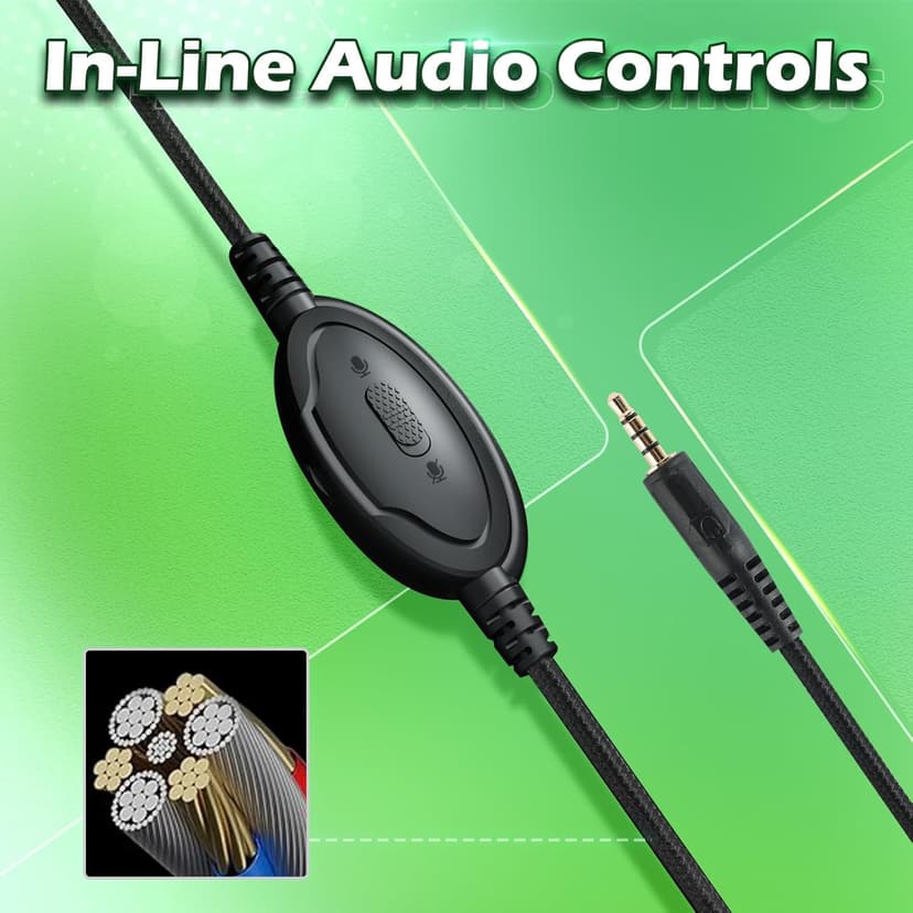 H-10 Gaming Headset for PS4, Xbox One, PC, PS5, Nintendo Switch, Stereo Wired Noise Cancelling Over Ear Headphones with Mic for Kids Adults, Bass Surround, Soft Memory Earmuffs, Green