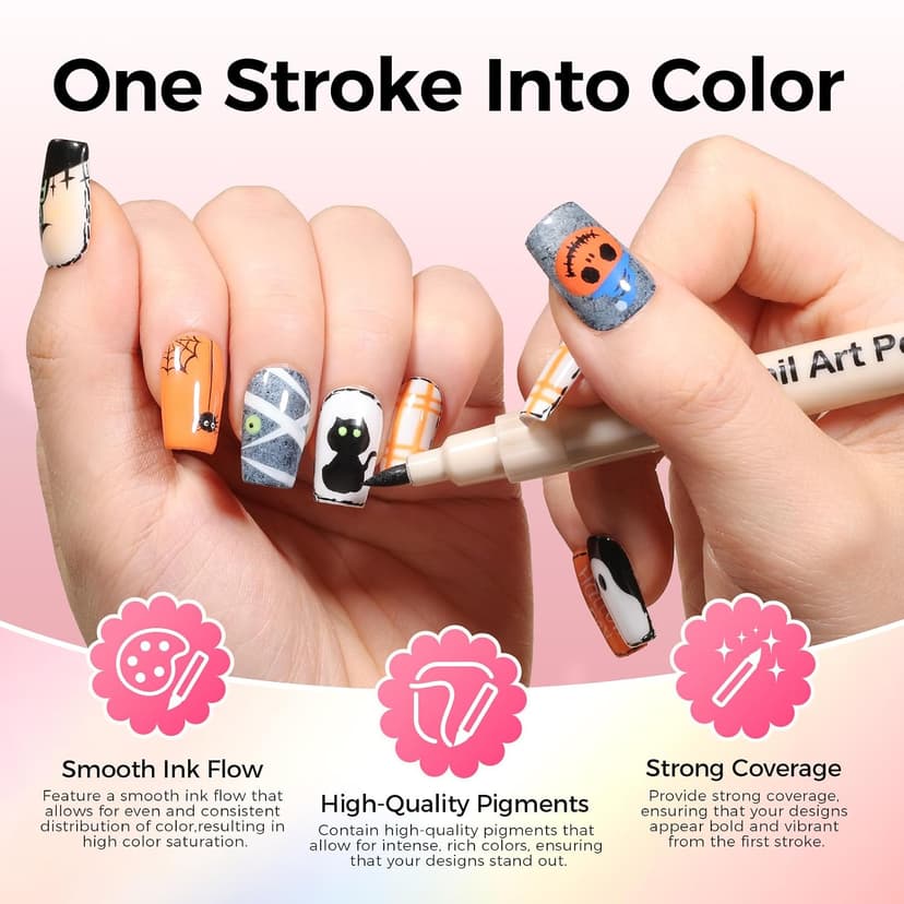 Quick-Dryings, Nail Marker for DIY Paint/Dotting/Liner, Home & Salon Manicure Tools, Great Gift, Non-Toxic, Beginner Friendly Nail Art Pens,12 Colors 0.7mm 3D Nail Polish Pens for Women B0DXKKV1GR