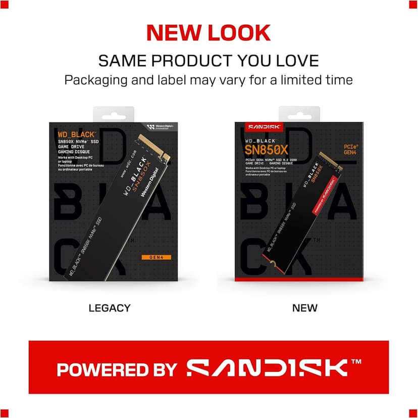 WD_BLACK SN850X 4TB NVMe SSD - M.2 2280, Up to 7,300 MB/s Read speeds, Up to 6,300 MB/s write speeds, Gaming Expansion, High Performance Internal Solid State Drive - WDS400T2X0E