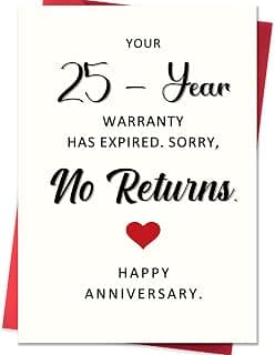 Funny 25 Year Wedding Anniversary Cards Gifts for Husband Wife Couples, 25th Anniversary Cards for Women Men 25th Anniversary Card, 25 Year Anniversary Card Gifts for Him Her B0FVTM98WX