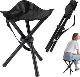 Travel Folding Camping Stool, 14.6 inches Lightweight Outdoor Tripod Chair and Maximum weight 210 lbs Portable Party Chair Fishing Chairs Seat for Camp Hiking Beach Garden and Painting (Black)