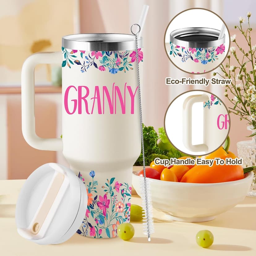 Granny Gifts from Grandkids for Mothers Day Christmas 40oz Travel Cup Insulated Tumbler with Lid & Straw ROSTANTEN Granny Gifts Birthday Gifts for Granny B0FS6SF32M