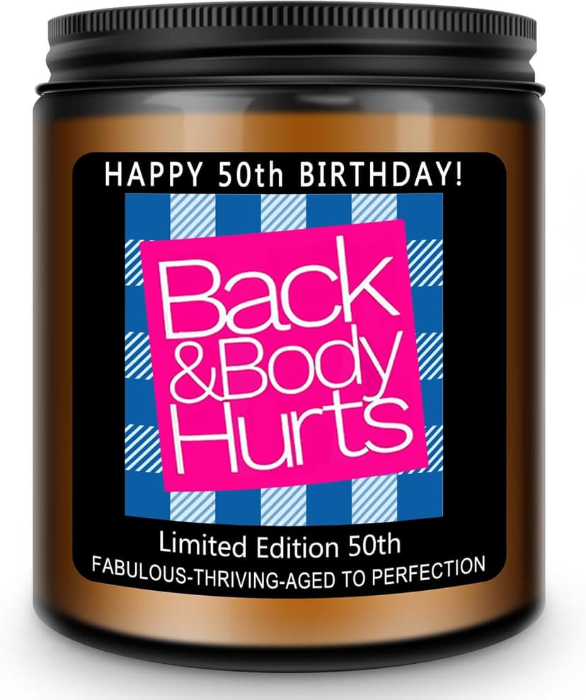 Homsolver 50th Birthday Gifts for Her Him, Happy 50th Birthday Candles Gift for Women Men, Funny 50 Years Old Decorations Ideas- Lavender Scented Candle