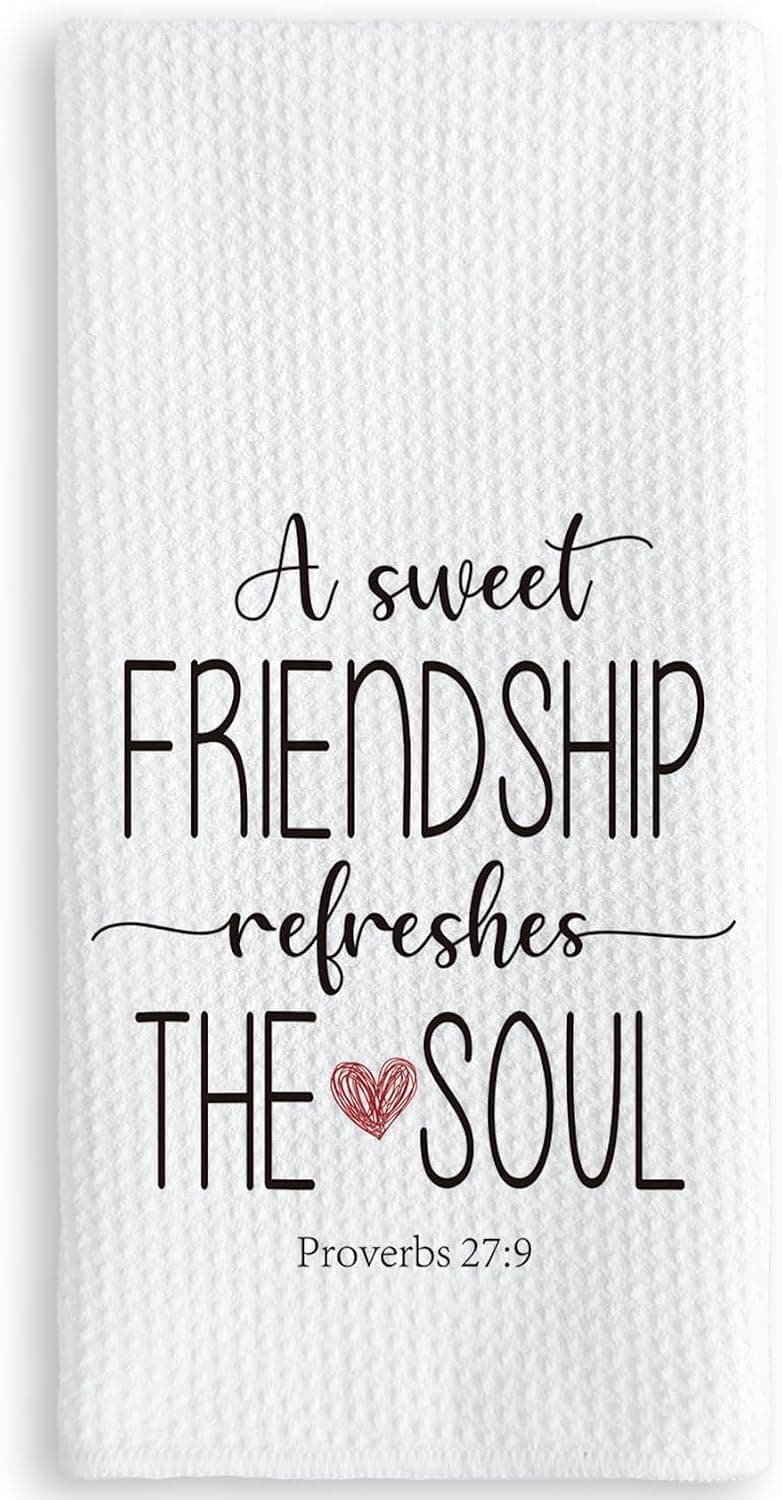 TNUW A Sweet Friendship Refreshes The Soul Kitchen Towels 16X24In, Gift for Friend Woman, Christian Gifts for Women Men, Hand Tea Towels for Kitchen Bathroom Decor B0CXHWXTCK