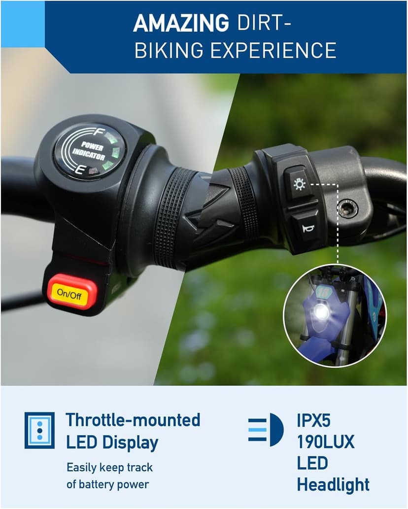 Hiboy DK1 36V Electric Dirt Bike,300W Electric Motorcycle - Up to 15.5MPH & 13.7 Miles Long-Range,3-Speed Modes Motorcycle for Kids Ages 3-10