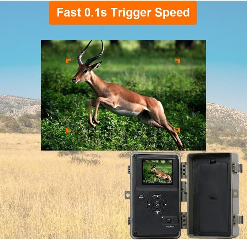 GardePro A3S Trail Camera (Non-Cellular, Non-WiFi), 64MP Photo & 1296P HD Video, 0.1s Trigger, 100ft No-Glow Night Vision, Motion Activated Wildlife Camera