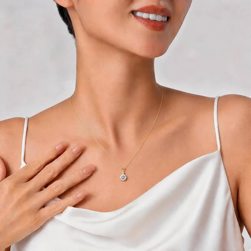 18+2" Chain S925 Sterling Silver with 18K Gold Filled|Womens Jewelry Gift for Christmas Valentines Mothers Day with Wife Card Moissanite Necklaces for Women|1-2CT D-VVS1 Gifts for Wife w/LED Box B0GVNG77SZ