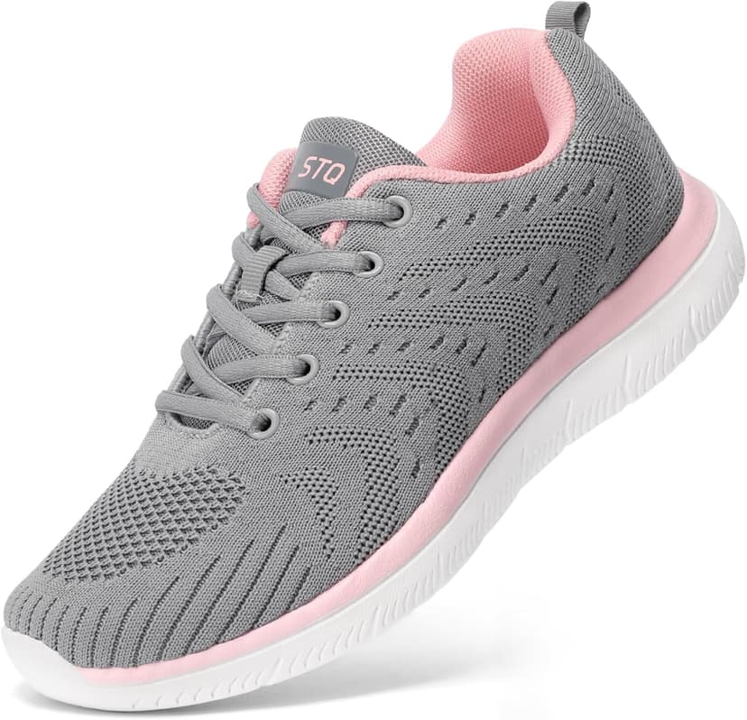STQ Tennis Shoes Womens Sneakers Breathable Mesh Walking Shoes Arch Support Orthopedic Athletic Workout Gym Running Shoe for Travel Jogging Sports Cross Training