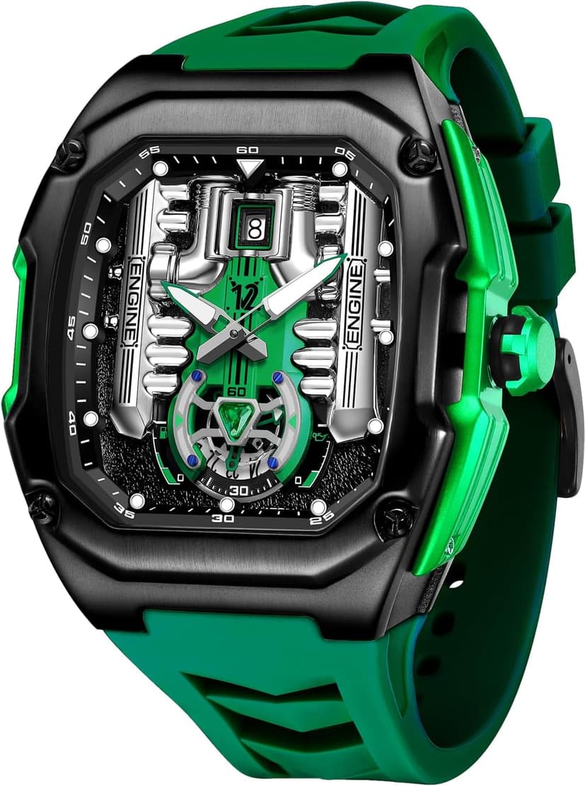 LILUOKE Mens Watches, Wrist Watches Luminous Design, Big Face Fashion Quartz Black Watch 30ATM, Casual Watch for Men Unique Gifts for Men