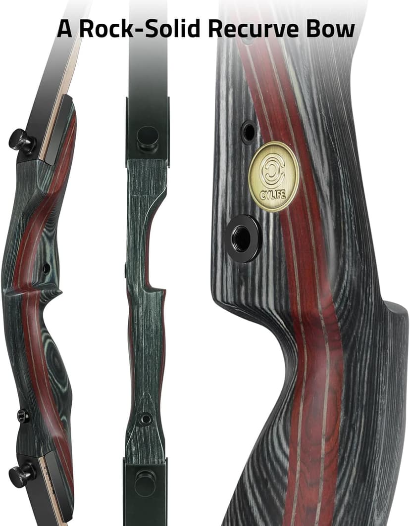 CVLIFE 62" Recurve Bow and Arrow Set for Adults and Hunter,30lb-50lb Right Hand Wooden Takedown Hunting Recurve Bow,for Beginners to Advanced,Outdoor Hunting and Target Practice