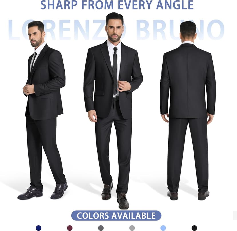 Mens Suit 2 Piece Suits for Men One Button Slim Fit Solid Jacket & Pants Tuxedo Set Business Wedding Party