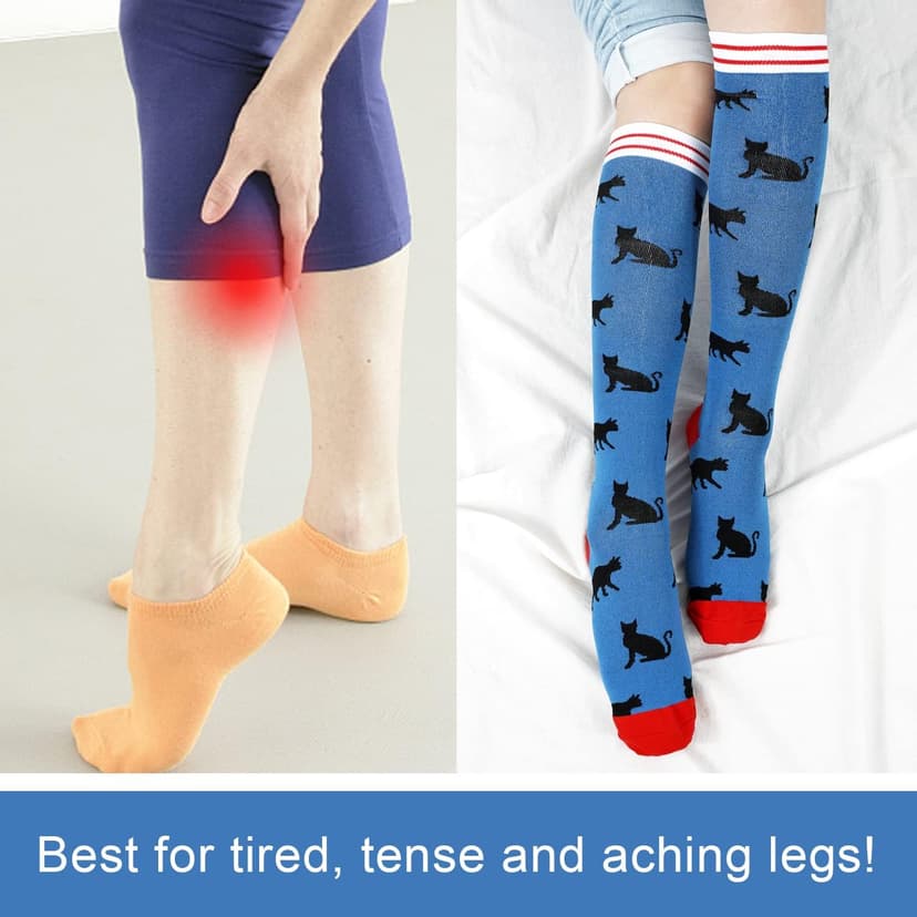 Running Athletic Nurses Work Support Travel Flight Sports Junely 3 Pairs Compression Socks for Women Knee High Stockings B09R7RT9X9