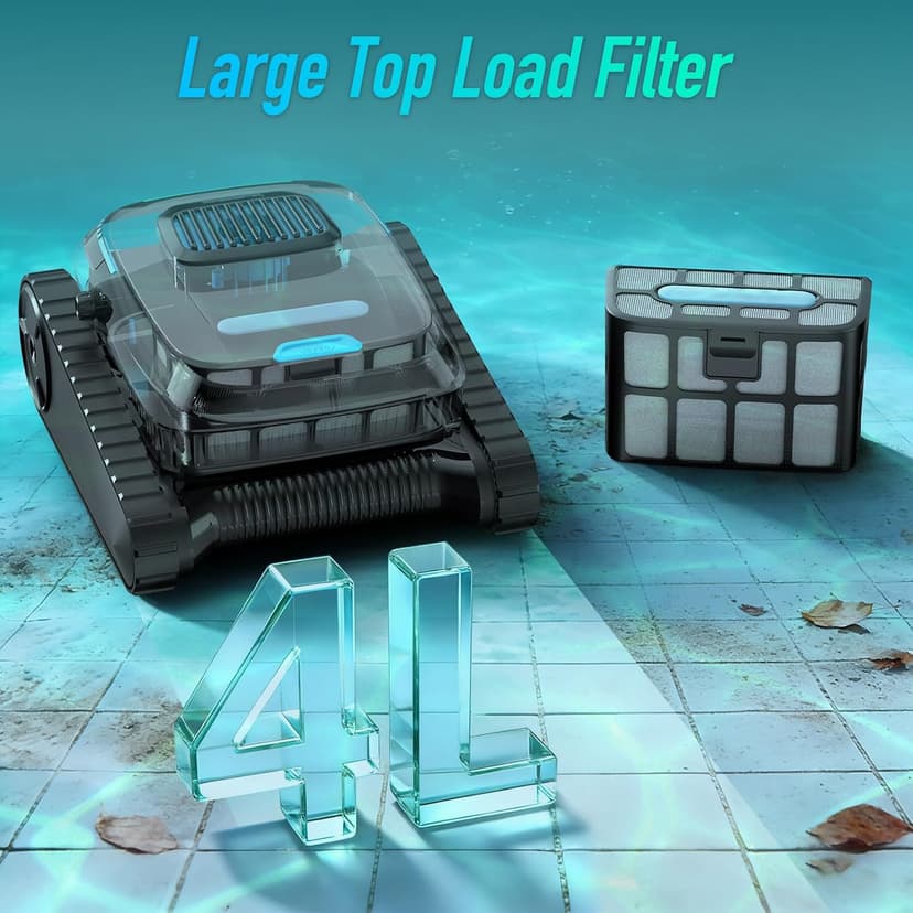 (2026 Upgraded) Robotic Pool Cleaner, Cordless Pool Vacuum for Inground & Above Ground Pools, 120-Min Battery Life, 5000 GPH Suction, Cleans Floor/Wall/Waterline, for Up to 1800 Sq.Ft Pool,Deep Black.