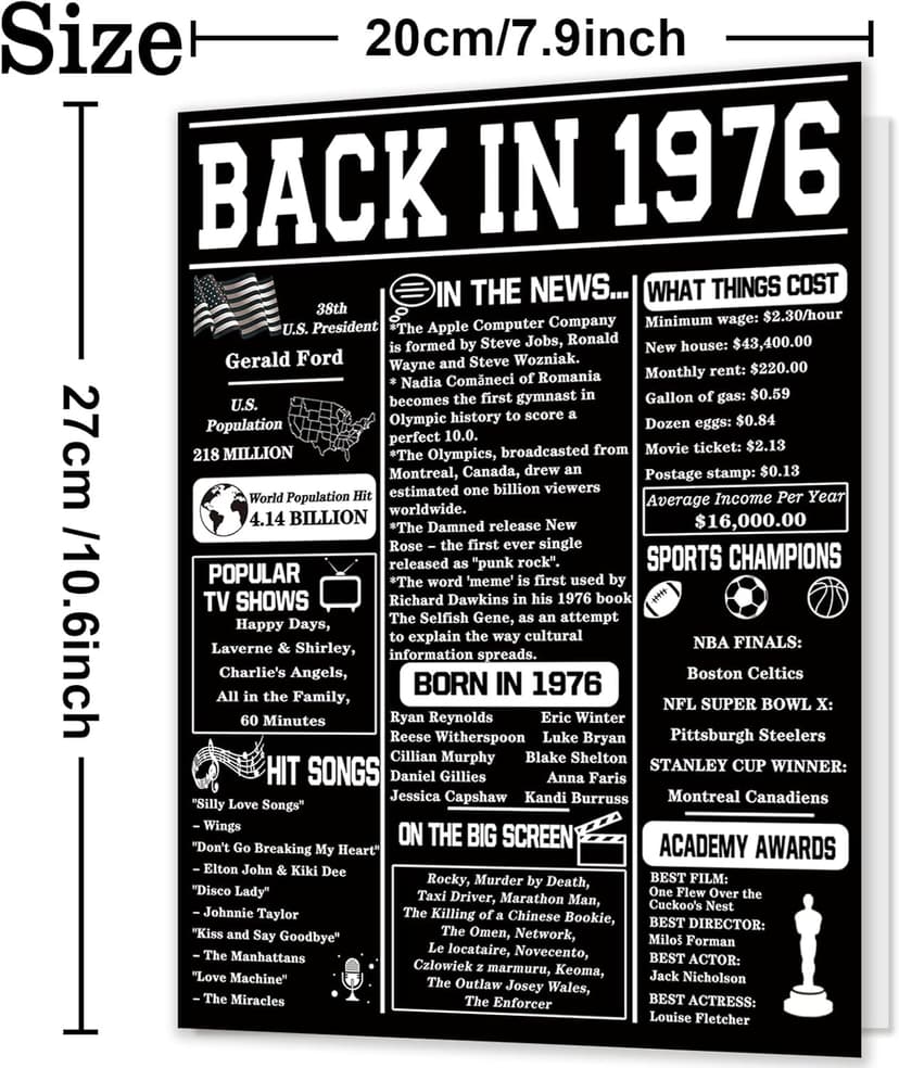 Asmallgf Large 50th Birthday Card Gift for Women Men, Best Fifty Years Old Bday Card for Mom Dad, Happy Turning 50 Birthday Gift Ideas for Godmother Godfather