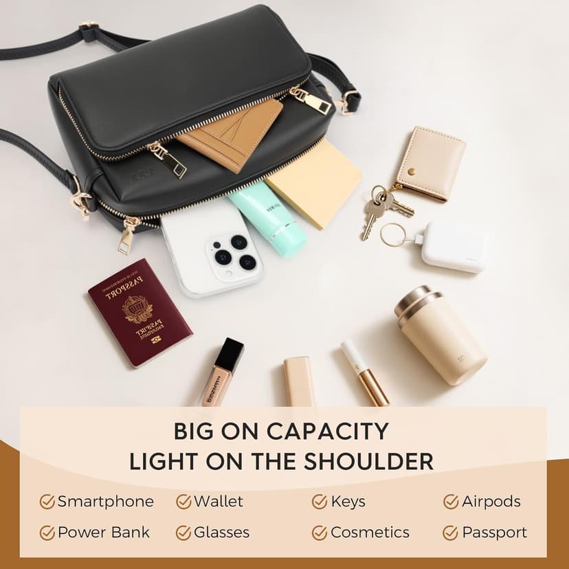 FYY Small Crossbody Bags for Women Vegan Leather Crossbody Purses for Women Travel with Adjustable Shoulder Strap