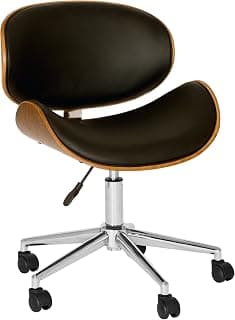Armen Living Daphne Office Chair in Black Faux Leather and Chrome Finish, 33" x 21" x 20"