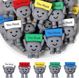 Tiny Figurines to Hide, Miniature Gifts with Motivational Quote, Birthday Encouragement Gifts for Coworker Staff Desk Decor Gejoy 25 Pcs Mini Rubber You Rock Toys You Rock Tiny Positive Figures B0DZCVB7QV