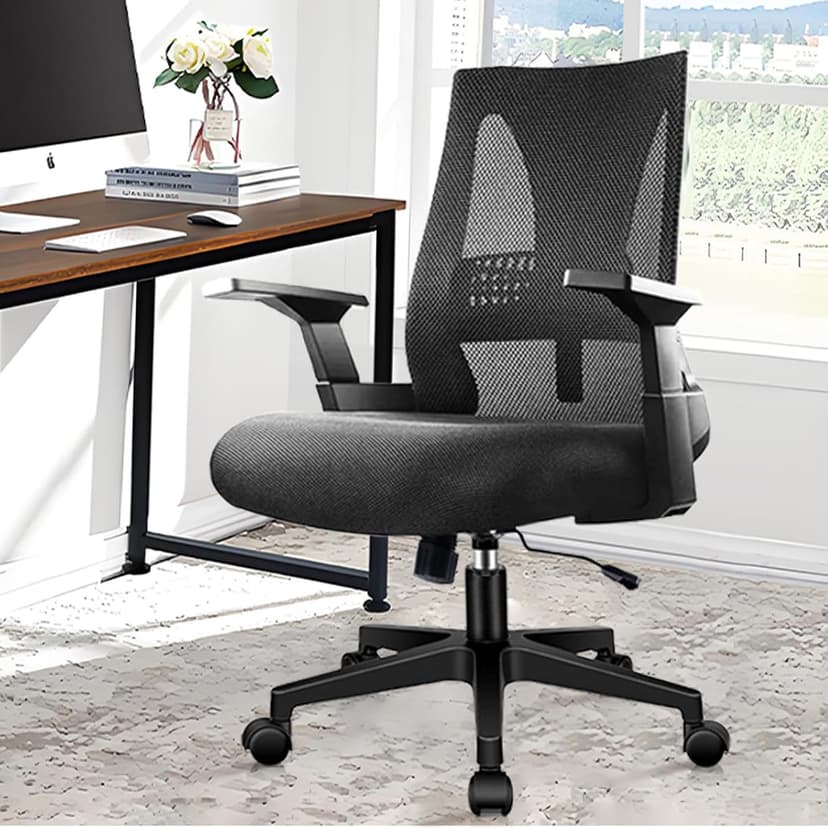 CLATINA 500lbs Big and Tall Office Chair Heavy Duty Mesh Ergonomic Computer Chairs with Adjustable Lumbar Support and Wide Comfy Seat for Home Office Conference Heavy People, Black, 4 Pack