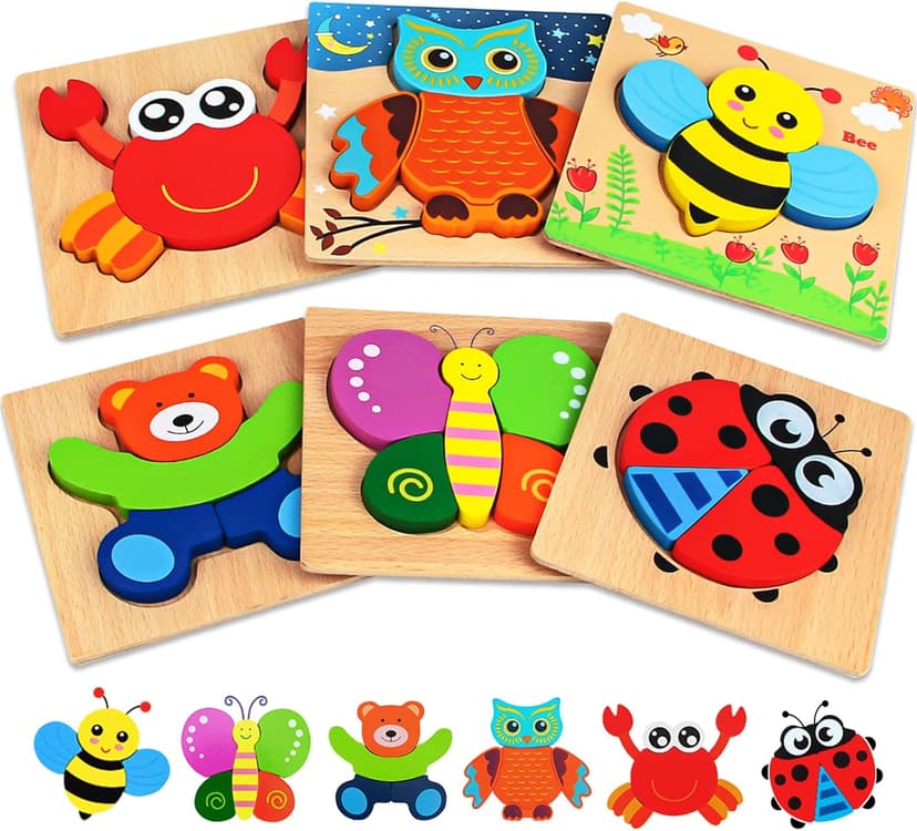 Animal Jigsaw Puzzles for Toddlers Ages 1-3 2-4 - Baby Kids Learning Educational Preschool Toys Christmas Birthday Gifts Wooden Toddler Puzzles Montessori Toys: Gifts for 1 2 3 Year Old Boys Girls B07QG618QT