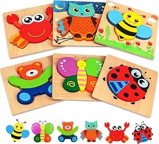 Animal Jigsaw Puzzles for Toddlers Ages 1-3 2-4 - Baby Kids Learning Educational Preschool Toys Christmas Birthday Gifts Wooden Toddler Puzzles Montessori Toys: Gifts for 1 2 3 Year Old Boys Girls B07QG618QT