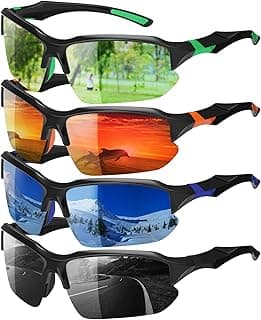 GGSTDDUP 4 Pack Polarized Sports Sunglasses for Men & Women | UV Protection Lightweight Wraparound Sunglasses for Outdoor
