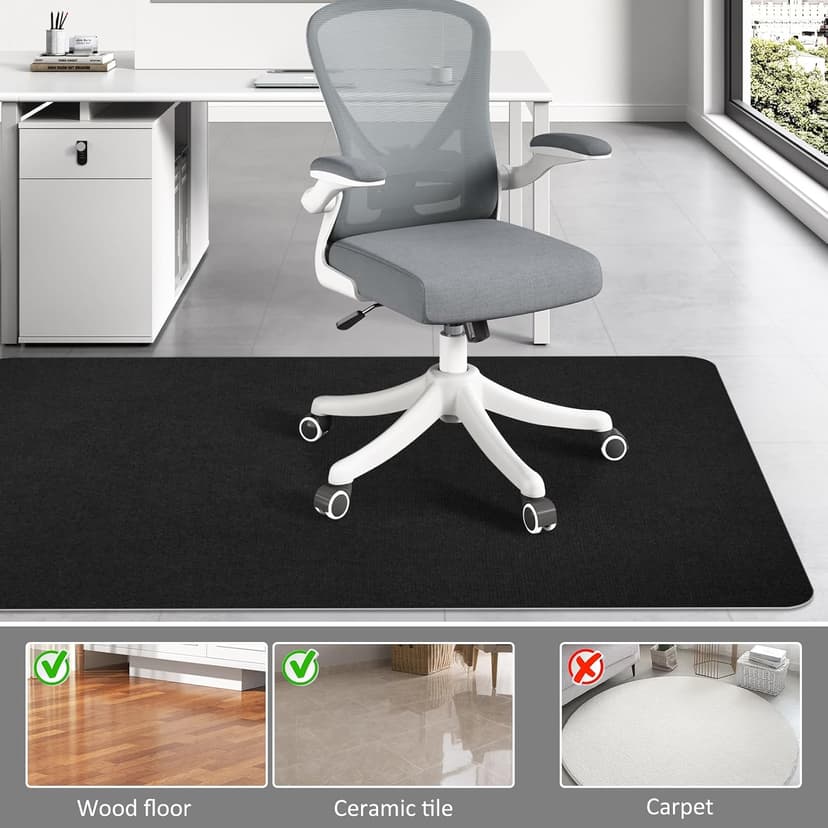 Office Chair Mat for Hardwood Floor & Tile Desk Mat for Rolling Chairs Protect Hardfloor Desk Area Rug for Workstations, Durable Chair Mat for Home and Office Use (Black, 36X48 in)
