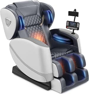 FURNIMAT 2026 Massage Chair Full Body, Zero Gravity Massage Chair with 10 Fix Rollers, Airbags, Heating, Foot Massage, Auto Modes, Bluetooth Speaker, Smart Screen Controller(Light Gray)