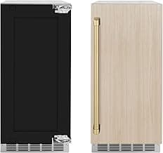 ZLINE Autograph Edition 15 in. Touchstone Clear Cube Ice Maker with Drain Pump and Panel Ready Door with Champagne Bronze Handle (ICCDPZ-15-CB)