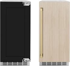 ZLINE Autograph Edition 15 in. Touchstone Clear Cube Ice Maker with Drain Pump and Panel Ready Door with Champagne Bronze Handle (ICCDPZ-15-CB)
