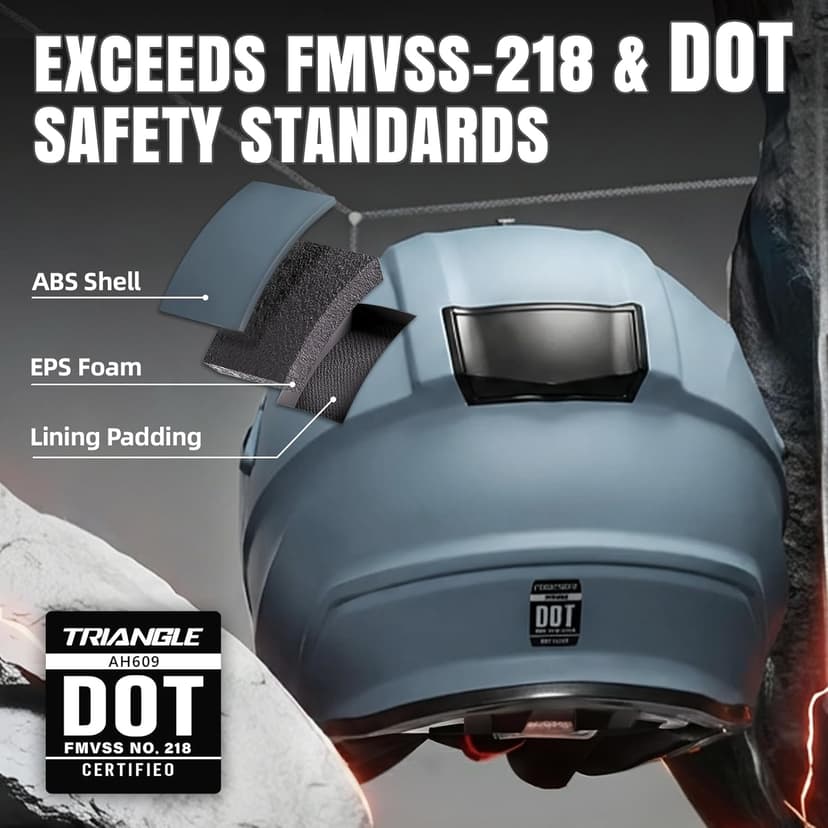 TRIANGLE Dual Sport Motorcycle Helmet Dirt Bike Helmets ATV Full Face Helmet for Adults Men with Internal Sunshield DOT Approved