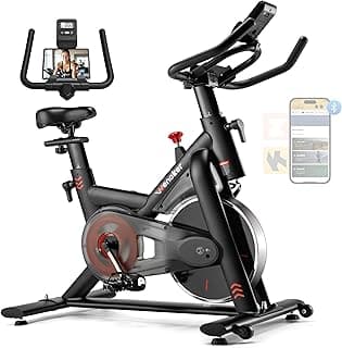 Exercise Bike for Home – 350LB Indoor Cycling Bike, Silent Stationary Spin Bike with App Sync, Adjustable Seat, LCD Monitor, Smooth & Quiet for Cardio Workout