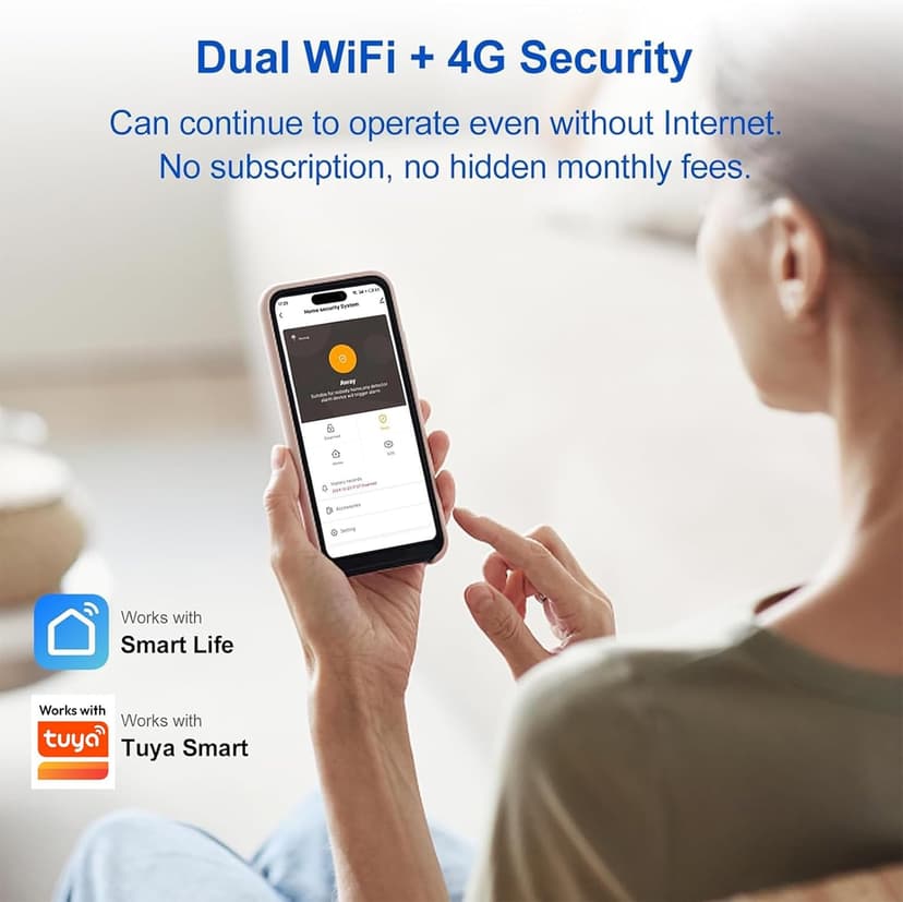 WiFi Wireless Alarm System for Home Security - 24/7 Protection Smart Home Devices 4.3" Touch Screen, GSM/4G+WiFi, App Instant Alerts, No Monthly Fee, Alexa Compatible for Villa, Kids Safety (24 pcs)