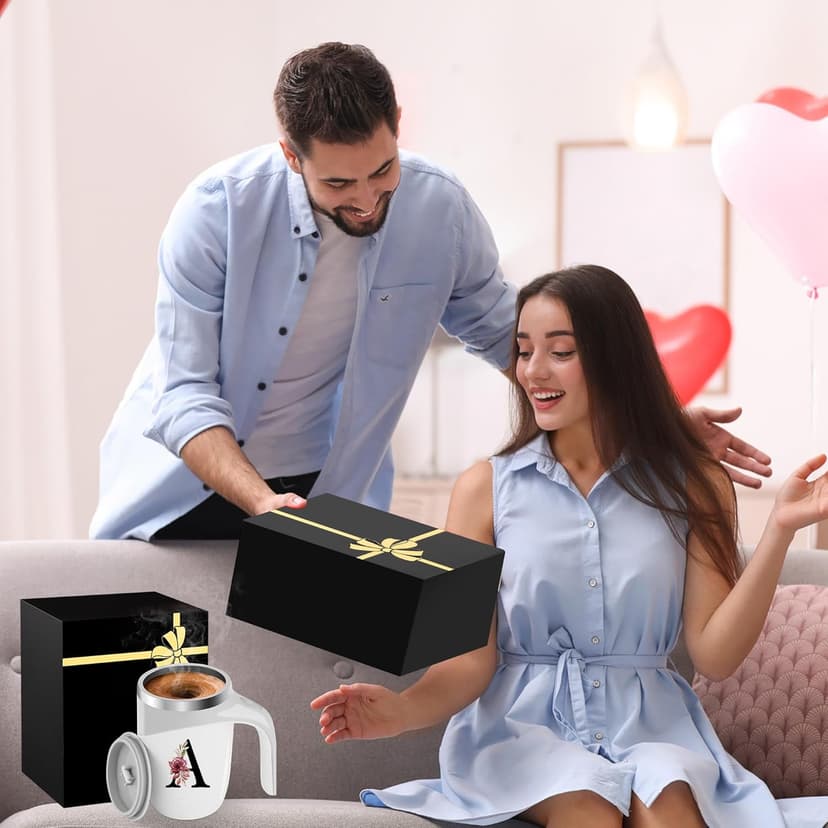 Initial Magnetic Stirring Coffee Mug Stainless Insulated Travel Cup Women Xmas Birthday Ideas Gift New Step Bonus Mom Daughter Son Law Unique Who Have Good Special Busy Useful Adult Custom Present,S