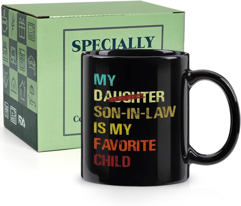 YHRJWN My Son In Law Is My Favorite Child Mug-11Oz, Funny Gift for Mother-in-Law or Father-in-Law, Ceramic Coffee Mug for Mother's Day, Father's Day, Birthday, Christmas B0FNNBHKXR