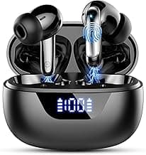 Wireless Earbuds, Bluetooth 5.3 Headphones Bass Stereo, 48Hours Playtime, 4 ENC Mic Clear Calls, Noise Cancelling Ear Buds with LED Display Charging Case,IPX7 Waterproof Earphone for Android iOS Black