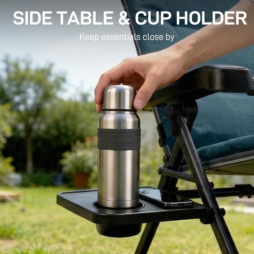 EVER ADVANCED Thick Padded Zero Gravity Chair, Oversized Reclining Lounge Chair with Adjustable Headrest & Cup Holder, Heavy Duty Support 350 lbs, Foldable for Camping, Lawn, Outdoor & Indoor, Green