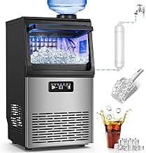 SOZT® Under Counter Ice Maker Machine, 100LBS/24H Stainless Steel Commercial Ice Machine, 20LBS Storage Capacity, Self-Cleaning Freestanding Ice Cube Maker for Home, Bar, Restaurant, Office