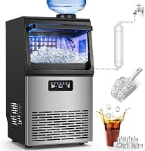 SOZT® Under Counter Ice Maker Machine, 100LBS/24H Stainless Steel Commercial Ice Machine, 20LBS Storage Capacity, Self-Cleaning Freestanding Ice Cube Maker for Home, Bar, Restaurant, Office