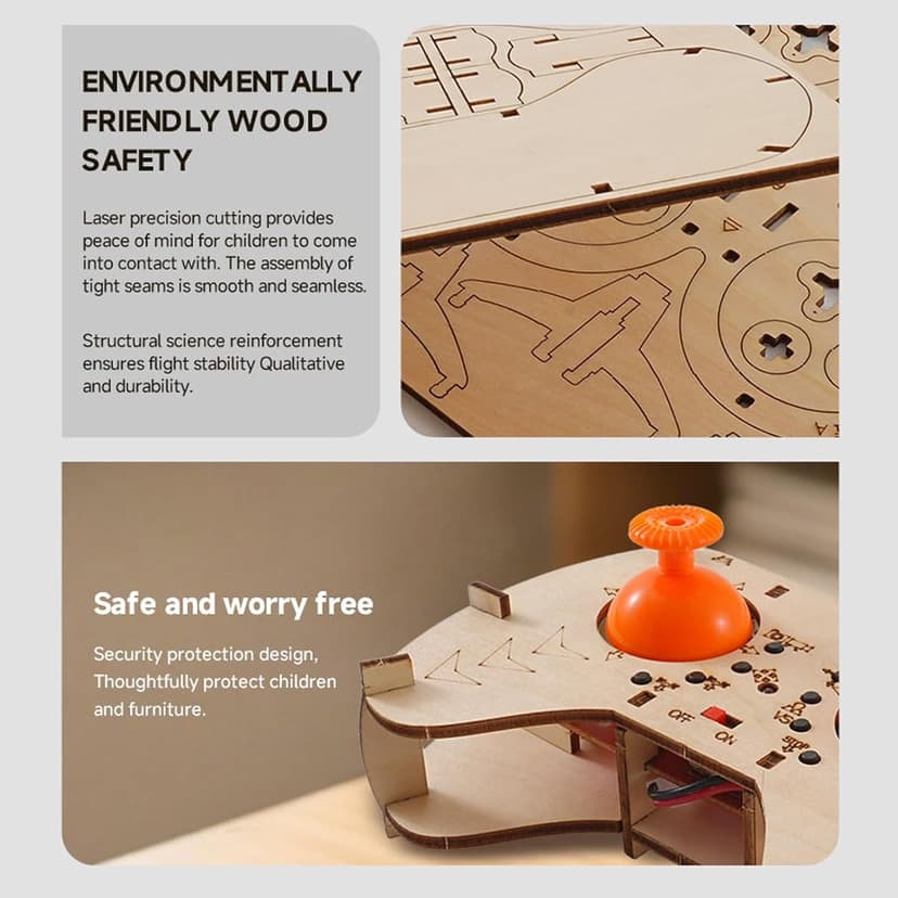 DIY Wooden Drone Assembly Kit, Wooden Drone Building Kit, Remote Control Mini Quadcopters, DIY Assembly Drones with 4-Axis Flight, Creative Building Model for Kids and Adults (1 PCS)