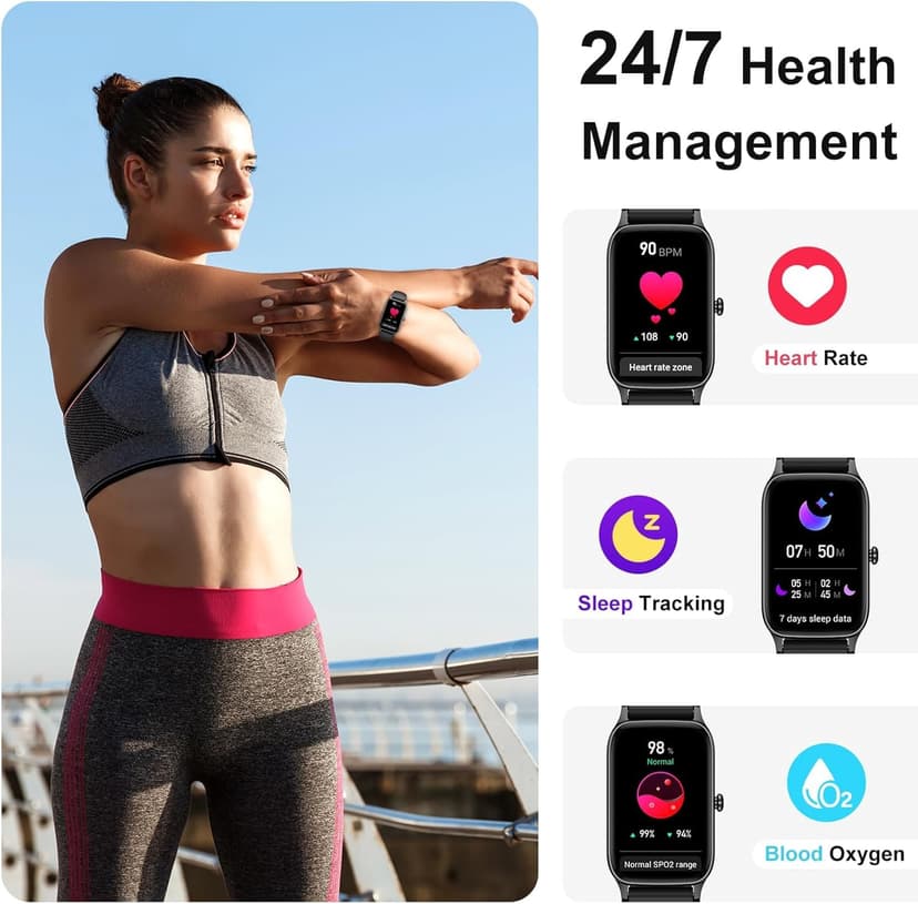 Smart Watch for Men Women(Answer/Make Call), 2025 Fitness Activity Tracker 1.57” Smartwatch with Heart Rate/Sleep Monitor/Pedometer/Calories/110+ Sports, IP68 Waterproof Fitness Watch for Android iOS
