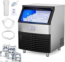 Commercial Ice Maker, 450LBS/24H Ice Machine Commercial with 120 LBS Storage, Ice Ready in 8-15 min, Under Counter Ice Machine, Commercial Ice Machine Maker for Restaurant/Bar/Cafe/Business
