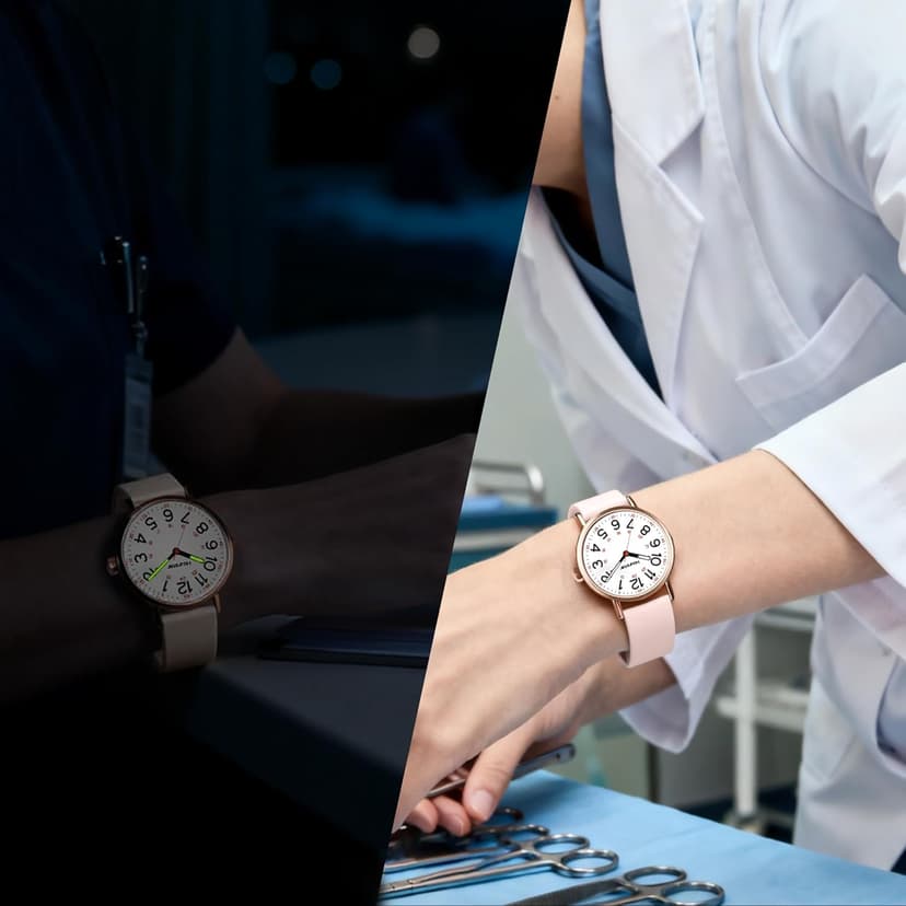 Hourstar Women's Analog Nurse Watch with Second Hand for Nursing, 12/24 Time, Silicone Band, Easy Read