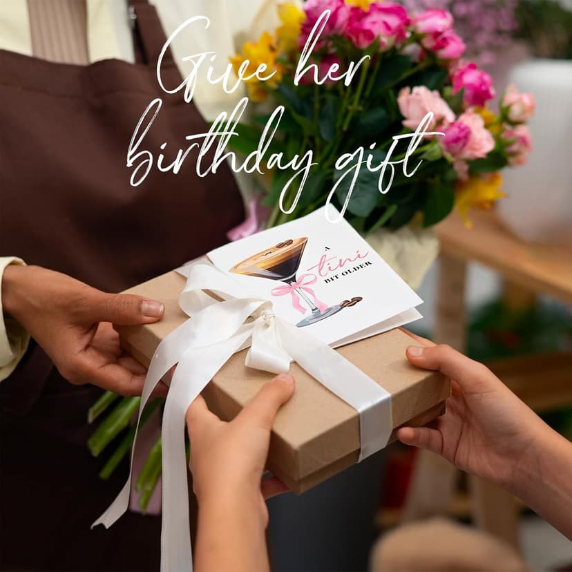 Espresso Martini Birthday Card-Funny Coffee & Cocktail Greeting Card for Women Best Friend Sister Daughter Wife-A Tini Bit Older Birthday Gift 21st 25th 30th (White-Tini)