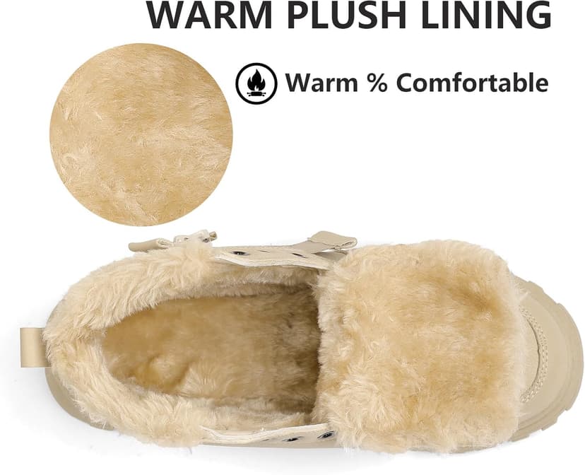 Yeeteepot Womens Snow Boots Warm Winter Boots Ladies Fur Lined Ankle Boots Lace Up Outdoor Booties Anti-Slip Sneakers Waterproof Walking Shoes