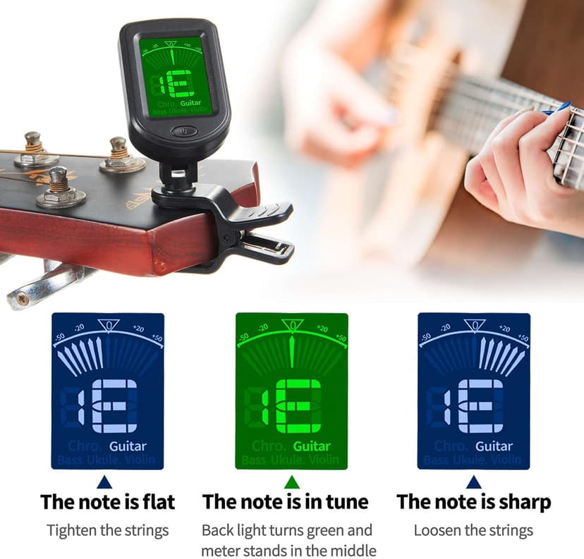 Guitar Tuner Clip On Ukulele Tuner 1 Pack for Guitar Bass Ukulele Violin banjo Tuner