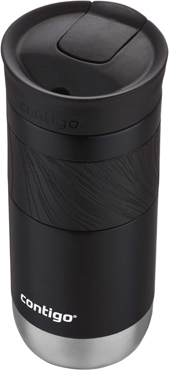 Contigo Byron Vacuum-Insulated Stainless Steel Travel Mug with Leak-Proof Lid Reusable Coffee Mug or Water Bottle BPA-Free 16oz Licorice Keeps Beverages Hot for 6 Hours or Cold for 12 Hours