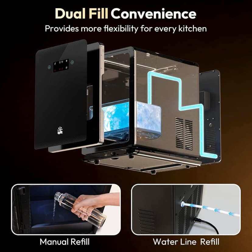 2" Ice Ball Maker - 4 Ice Spheres in 35min, 144pcs/Day, Sphere Ice Maker with Automatic Water Fill, LED Quiet Panel, Self-Cleaning Clear Ice Maker for Cocktails Whiskey Bourborn, Bar, Home