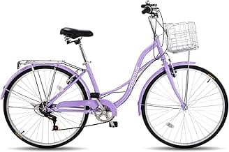 26" Cruiser Bike Commuter Bike 7 Speed Women's Bicycle Beach Cruiser with Ergonomic Upright Design, Adjustable Saddle, Dual Fenders & V Brake and High Carbon Steel Frame