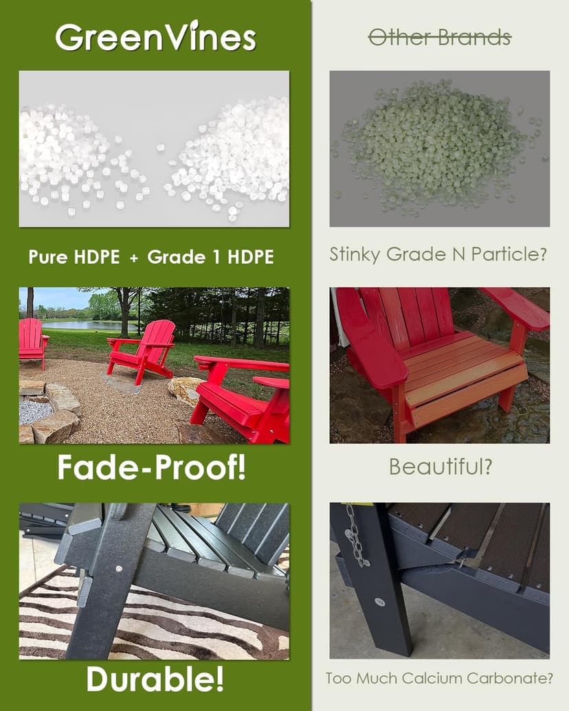 GREENVINES Folding-Adirondack-Chairs-Set-of-2 | HDPE Plastic | Fire Pit Chair | All Weather | Cup Holder | Blue | for Deck Backyard Patio Outdoor Garden